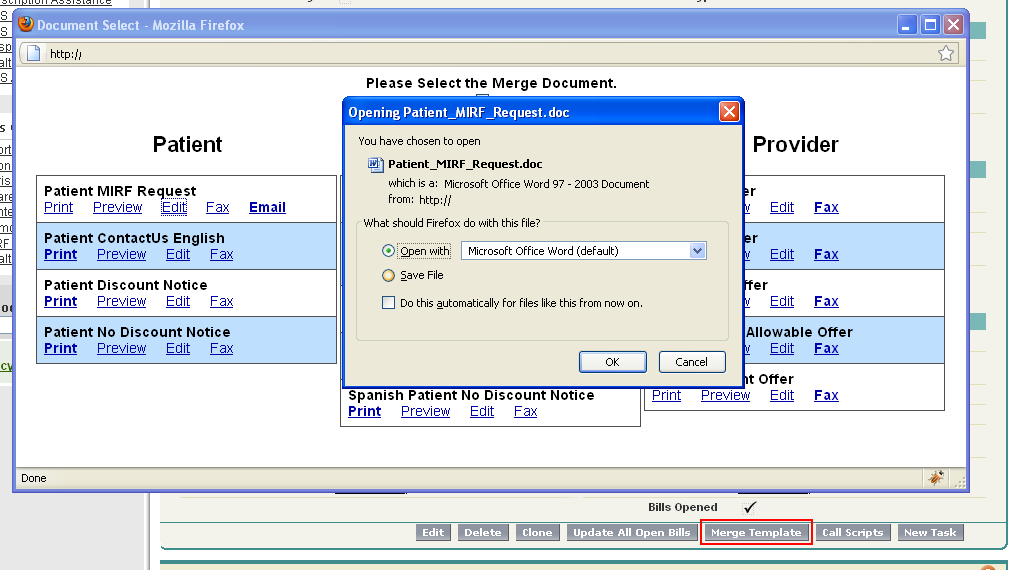 Dialog to Print, Preview, Download file