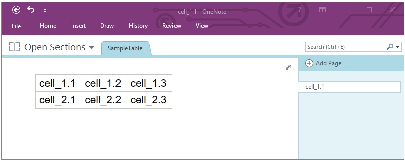 如何从 OneNote 中的表格提取文本：示例表格
